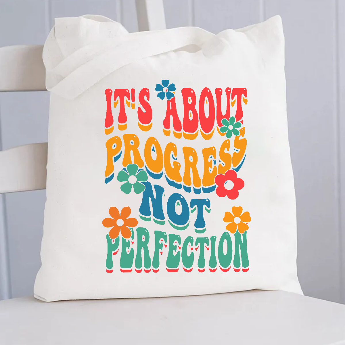 It's About Progress Not Perfection Testing Day Canvas Tote Bag