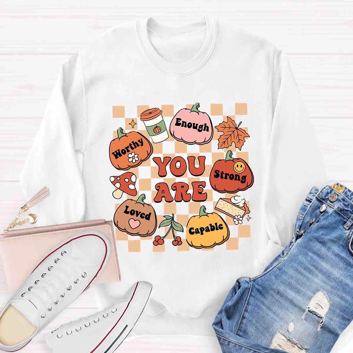 Autumn Thanksgiving Teacher Aide Pumpkin You Are Loved Sweatshirt