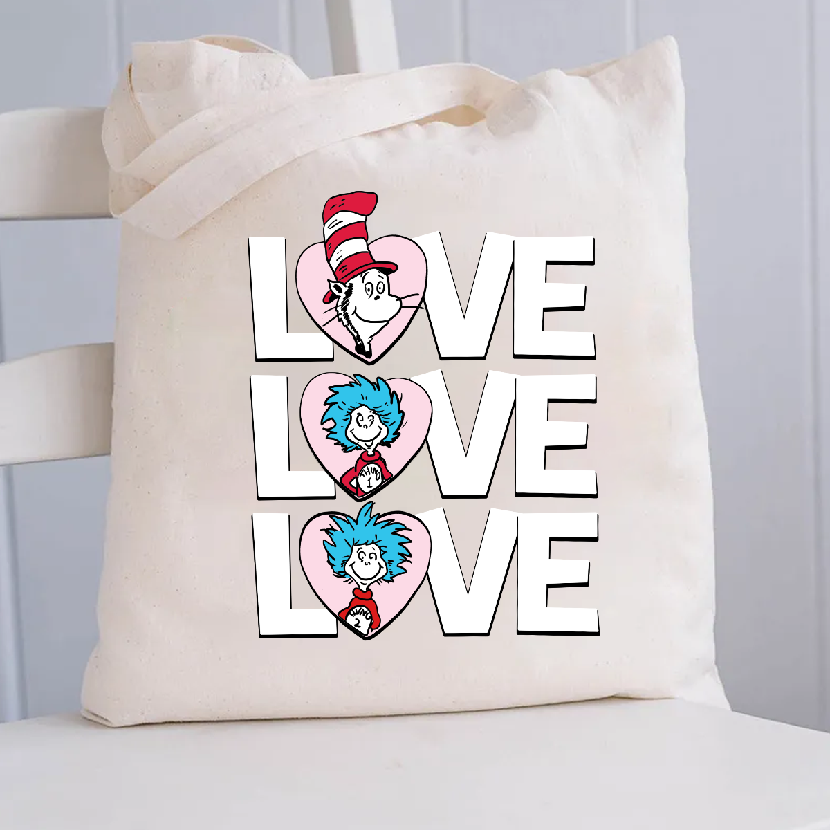 Valentine's Day With Pink Heart Canvas Tote Bag