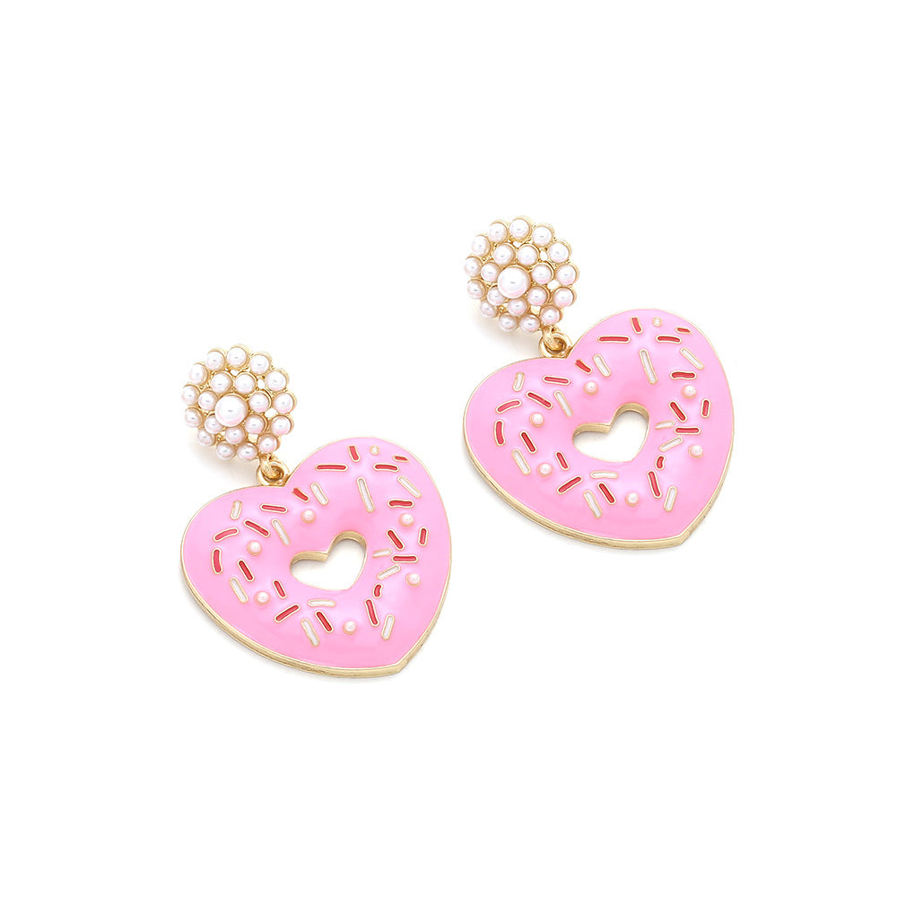 Alloy Imitation Pearl Donut Earrings