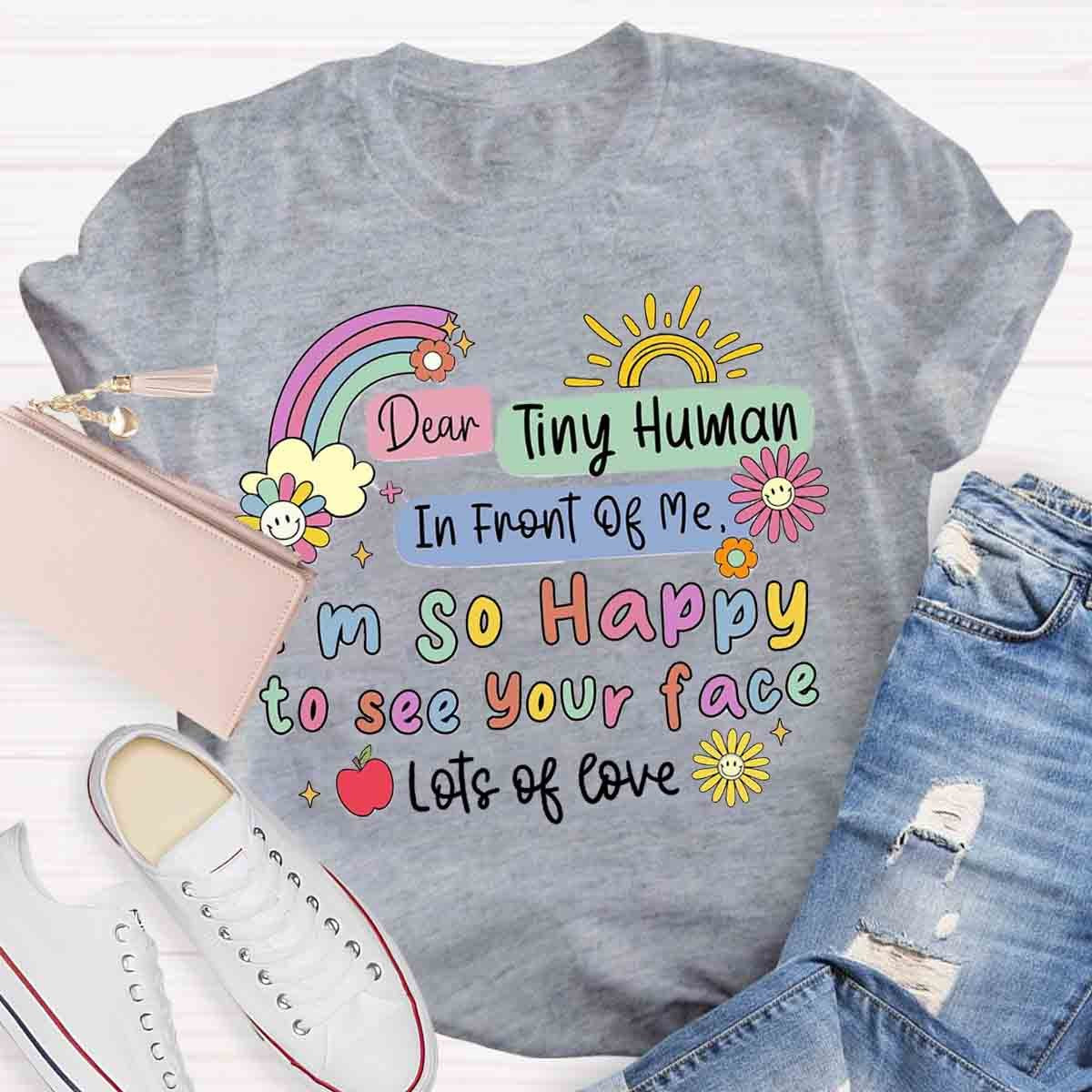 So Happy To See Your Face Teacher Casual Print T-shirt