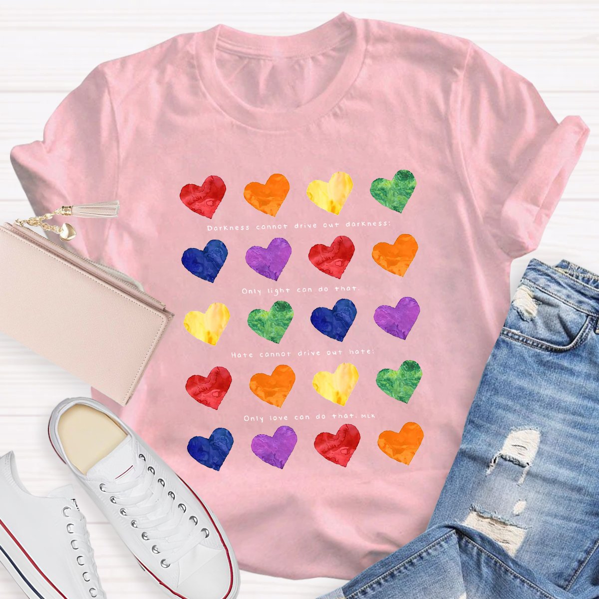 Colorful Hearts Teacher Shirt