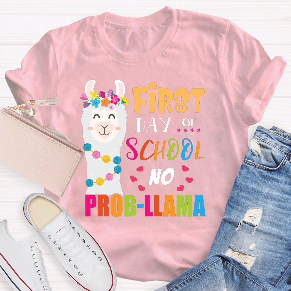 First Day Of School No Prob-Llama Teacher Shirt