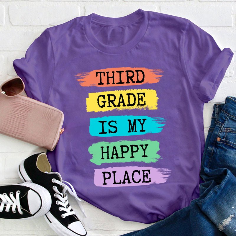 Personalized Grade Is My Happy Place Teacher T-Shirt