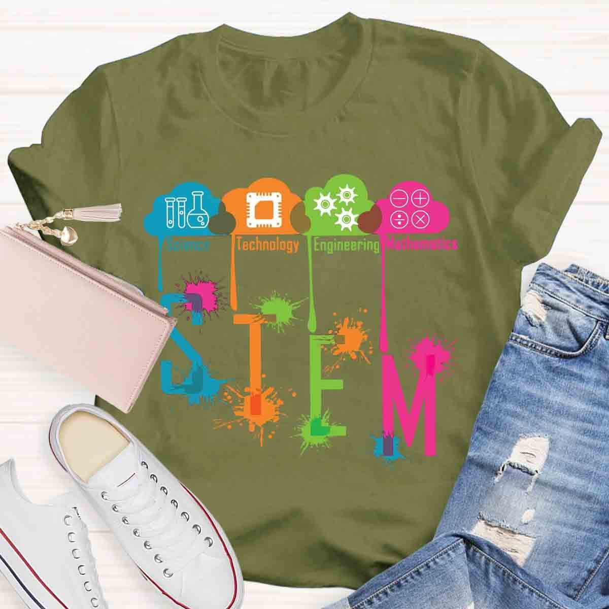 Color Splash Ink STEM Teacher T-Shirt