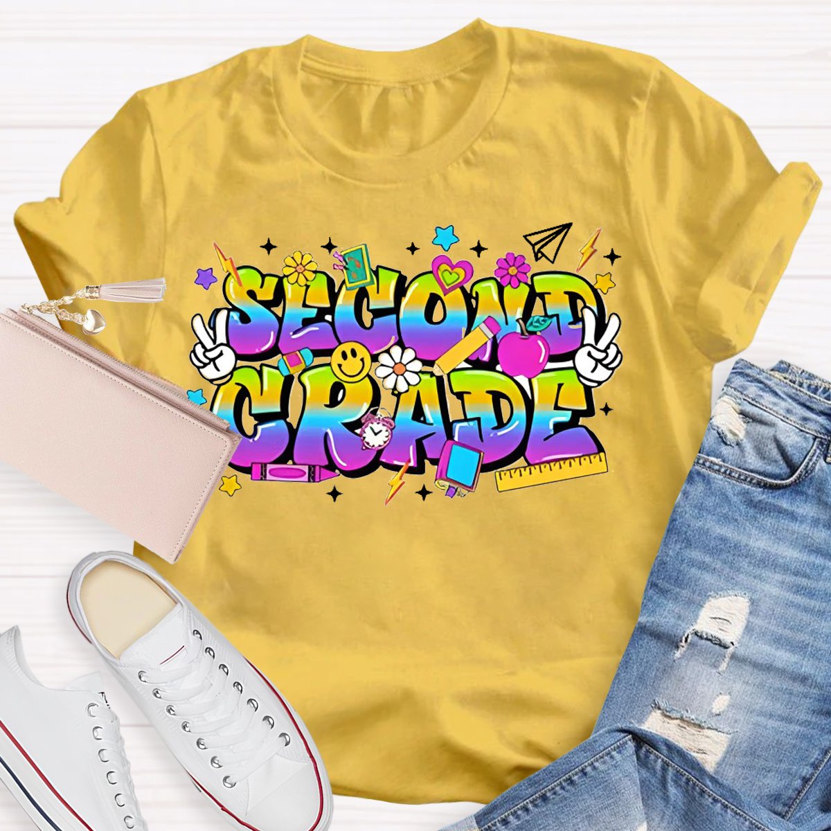 Personalized Grade Colorful Printed T-Shirt