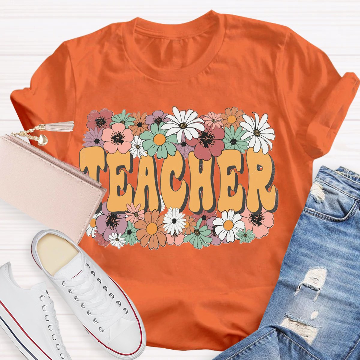 Cute Floral Trendy Teacher Shirt