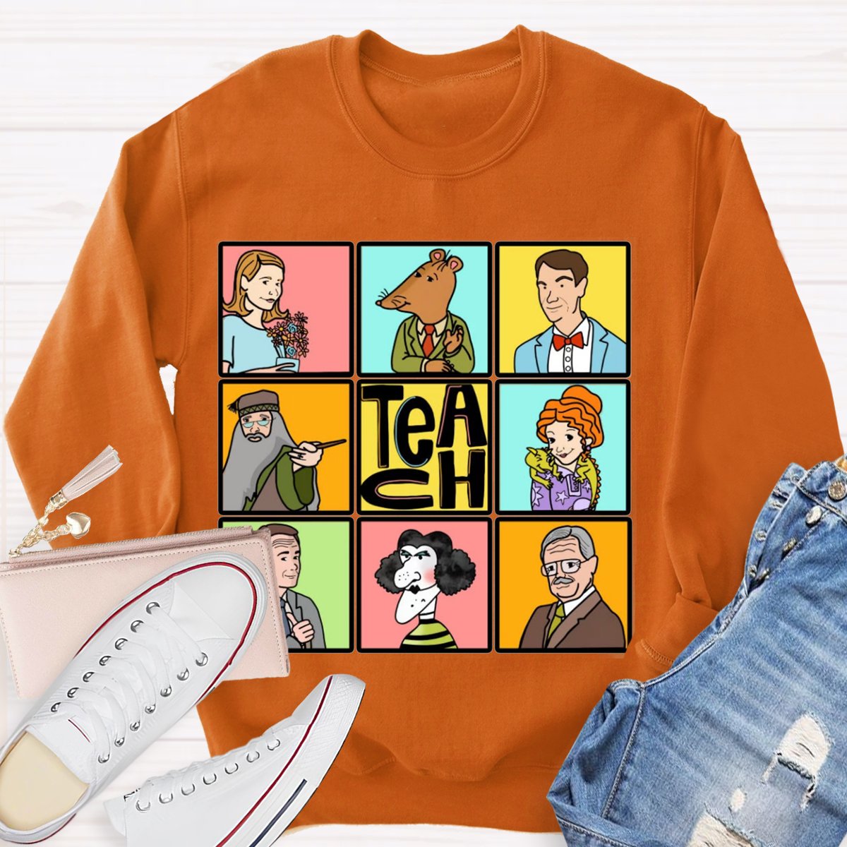 Book Characters Reading Teacher Sweatshirt