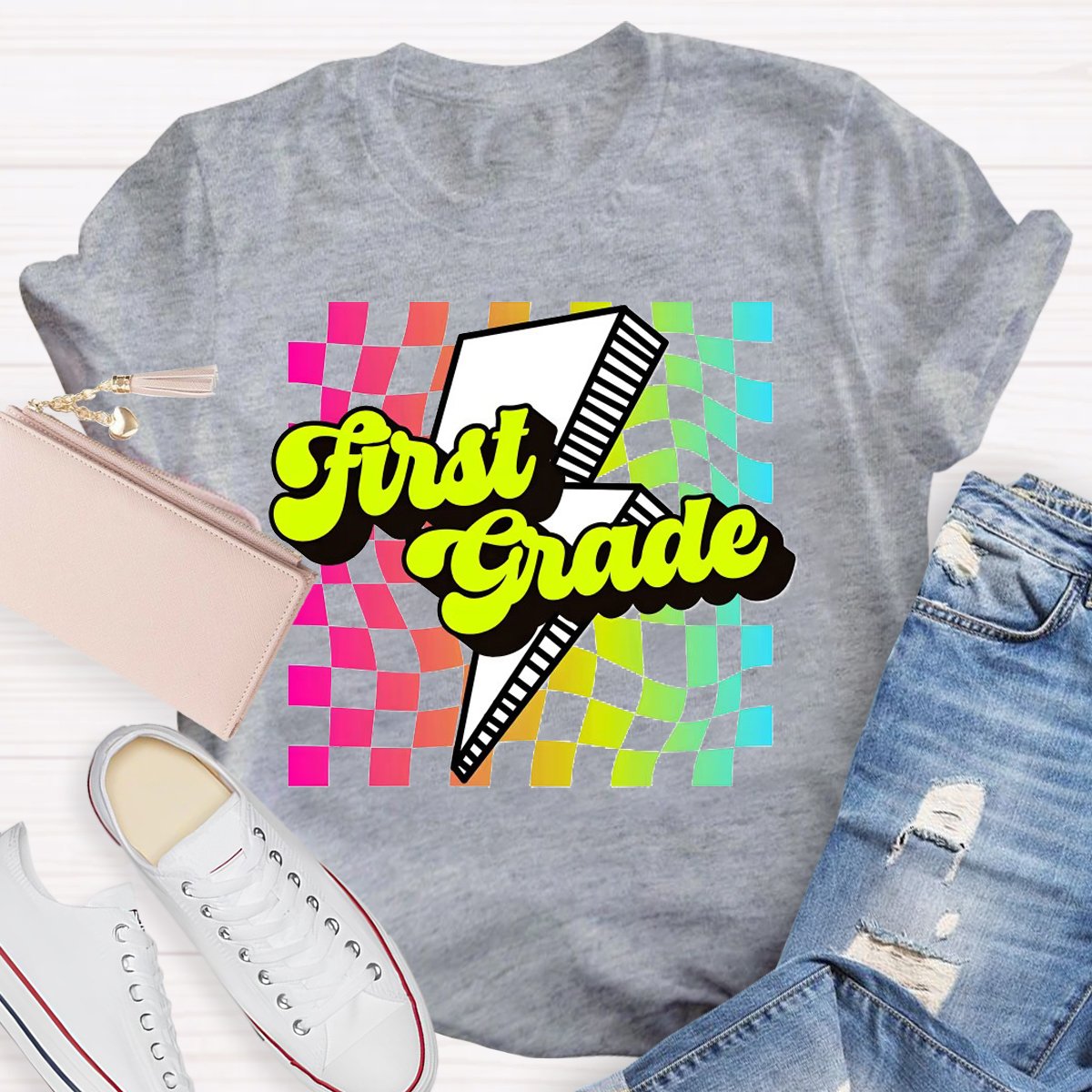 Personalized Grade Color Blocks Back to School T-shirt