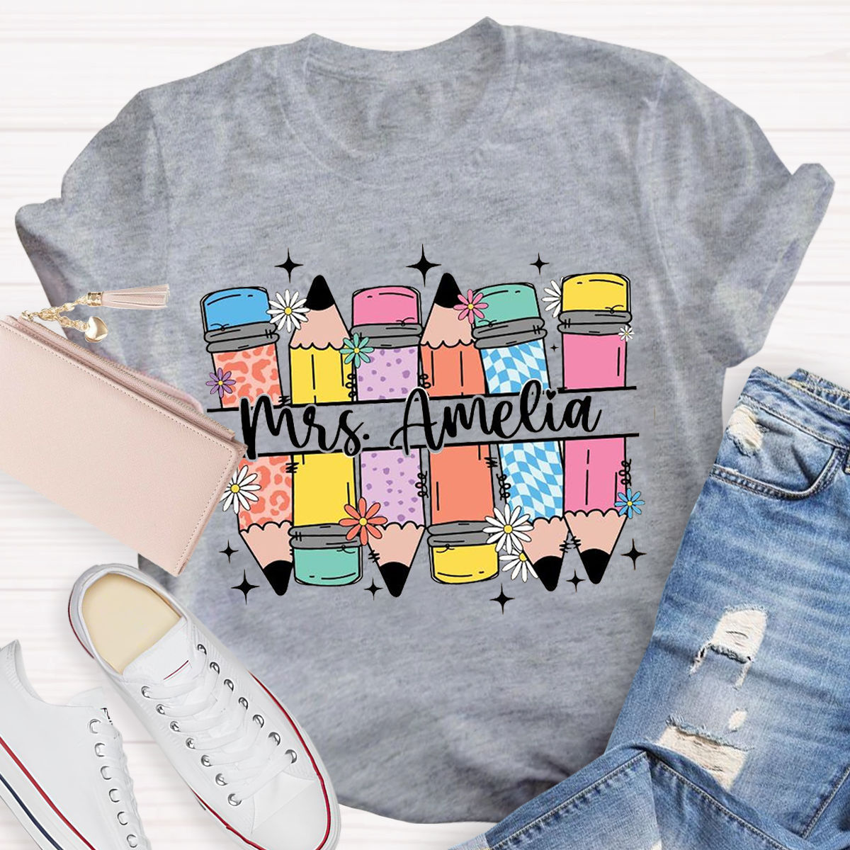 Personalized Name Pencil Design T-Shirt