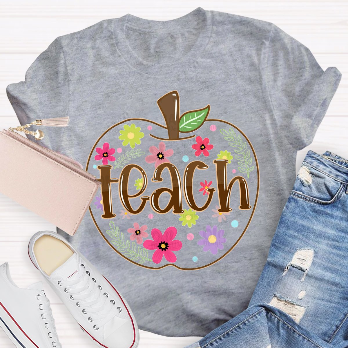 Apple Flowers Teachers T-Shirt