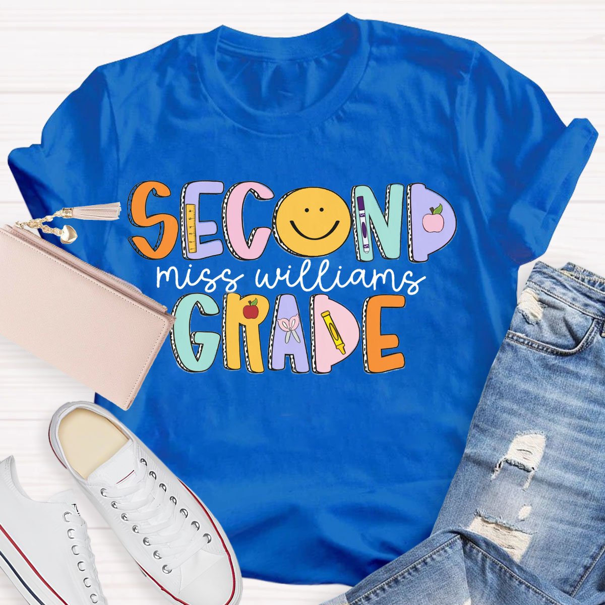 Personalized  Grade And Name Back to School T-shirt