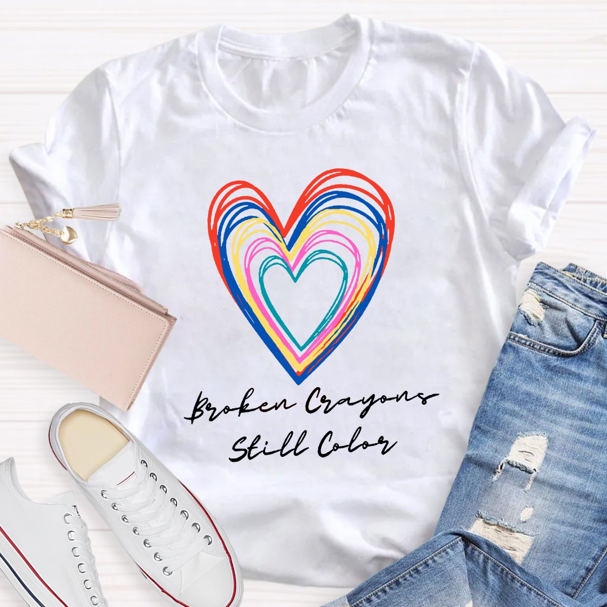 Broken Crayong Still Color Teacher Shirt