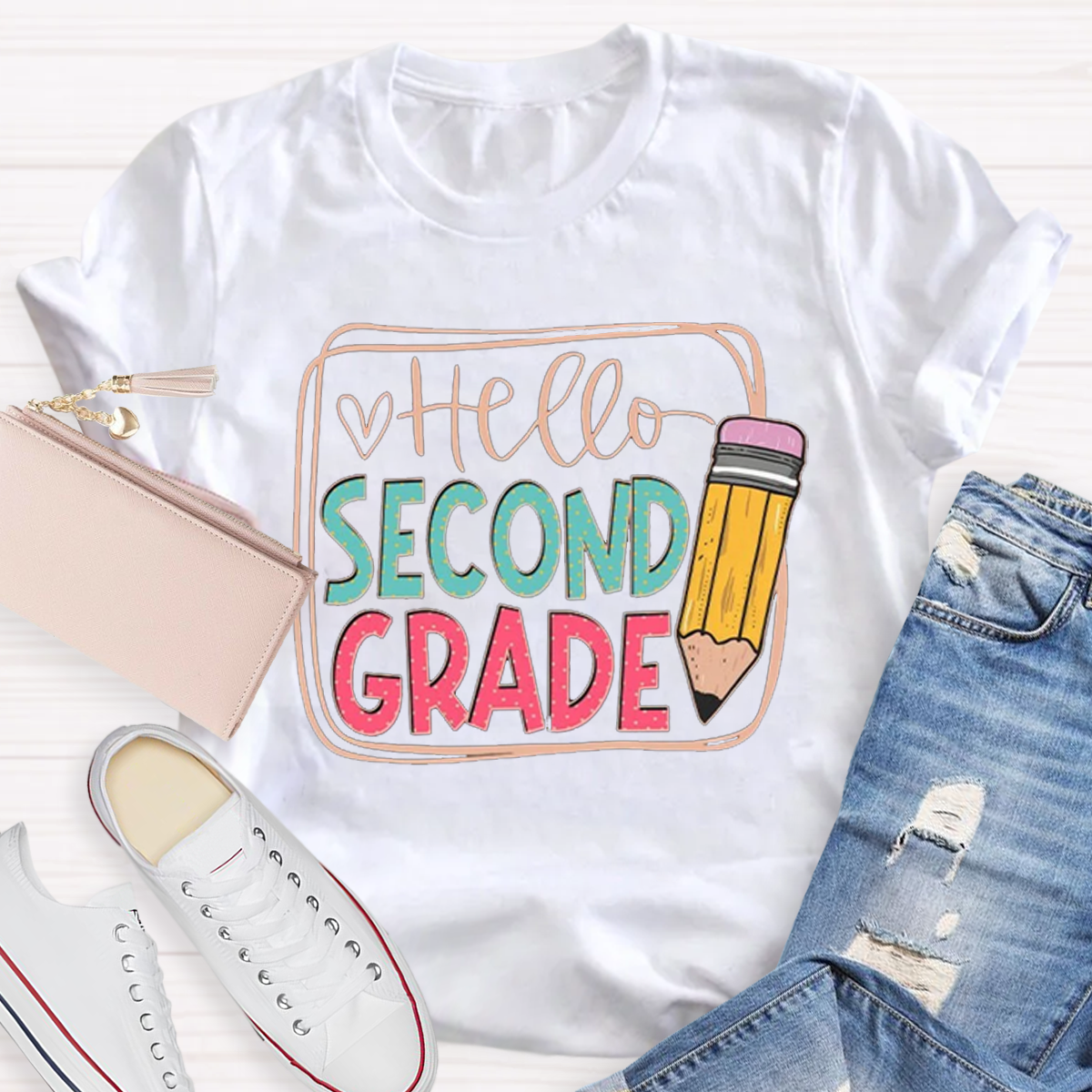 Personalized Grade Hello Second Back To School T-Shirt