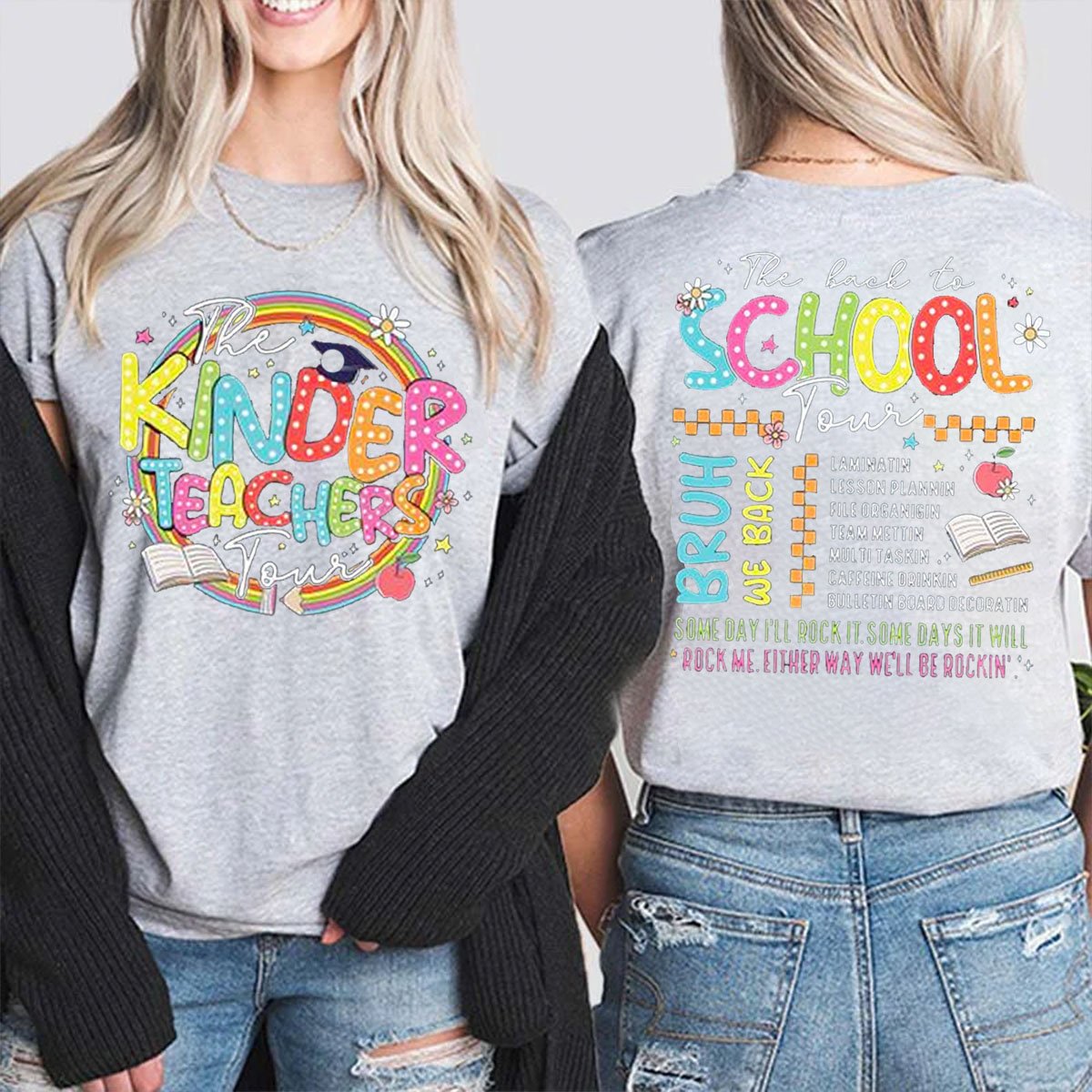 Personalized Grade Back To School Double Print Teacher T-Shirt