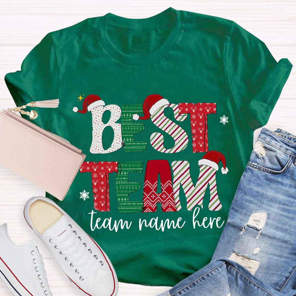 Personalized Team Name Christmas Best Team Ever T-Shirt