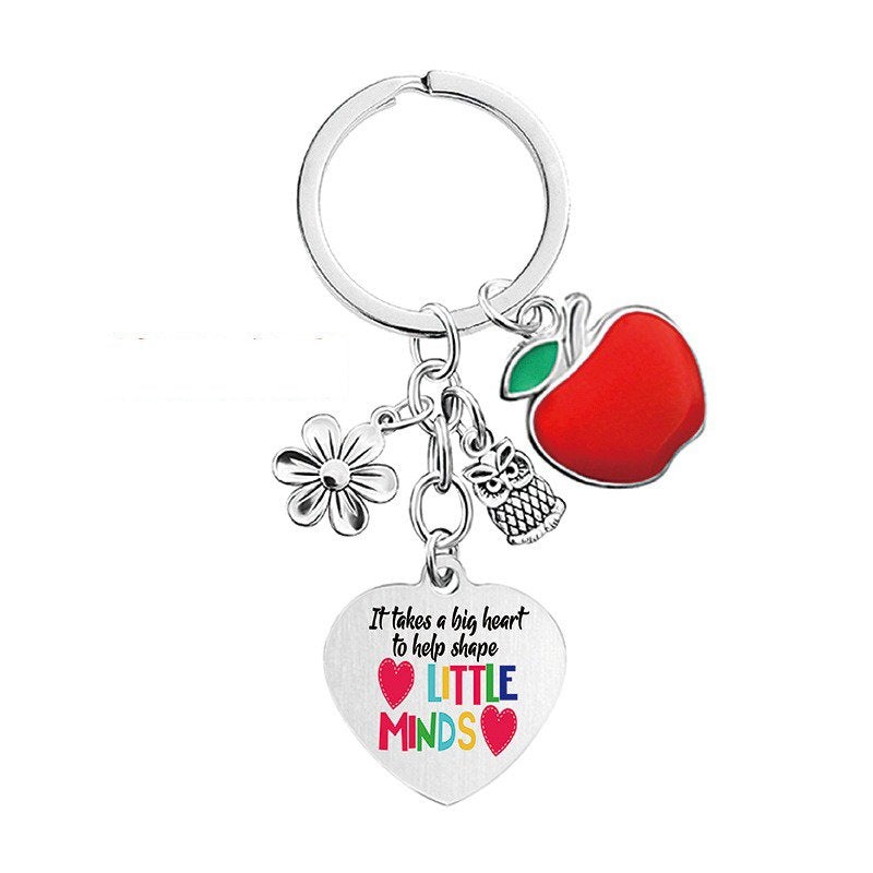 Heart Apple Metal Keychain