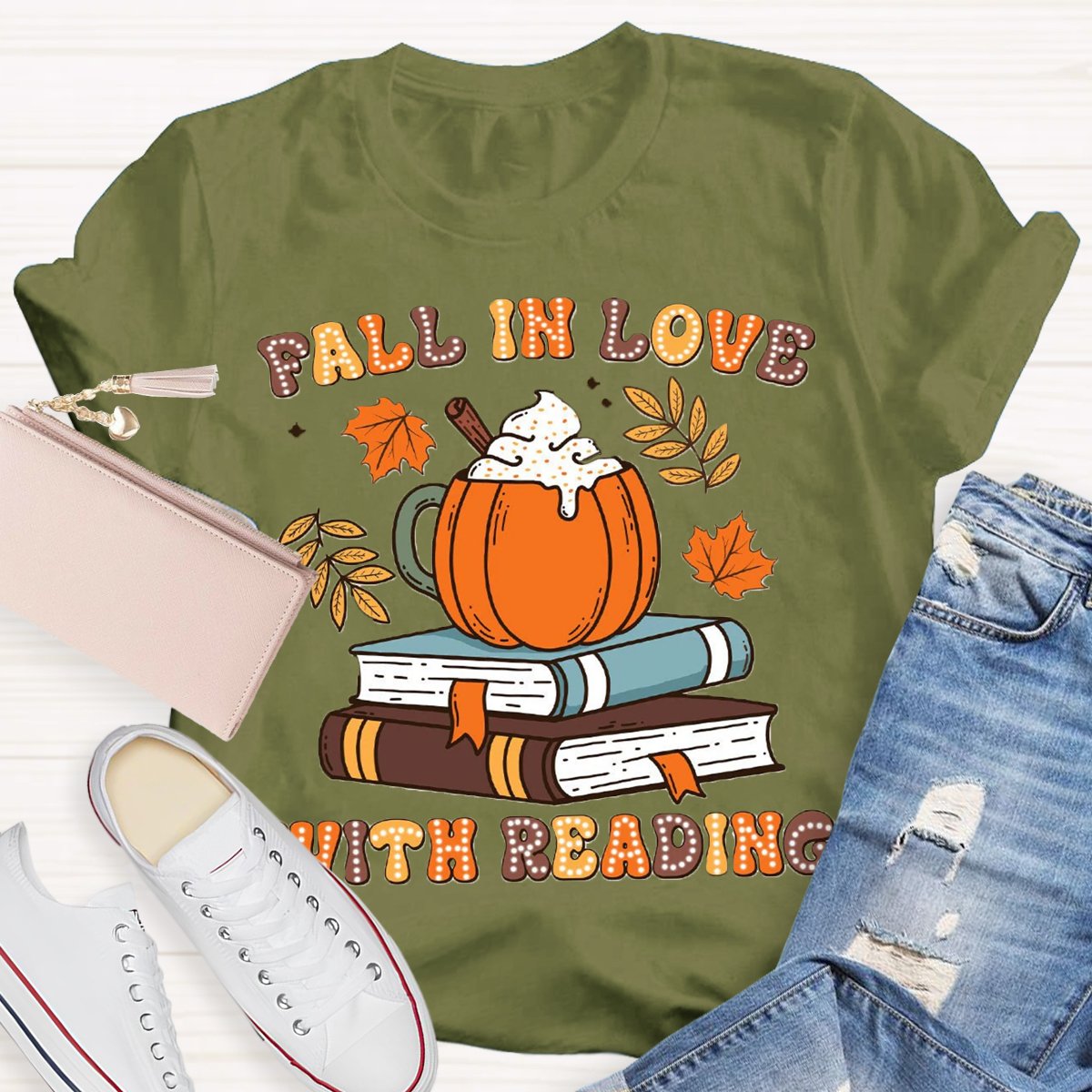 Fall In Love With Reading Teacher Shirts