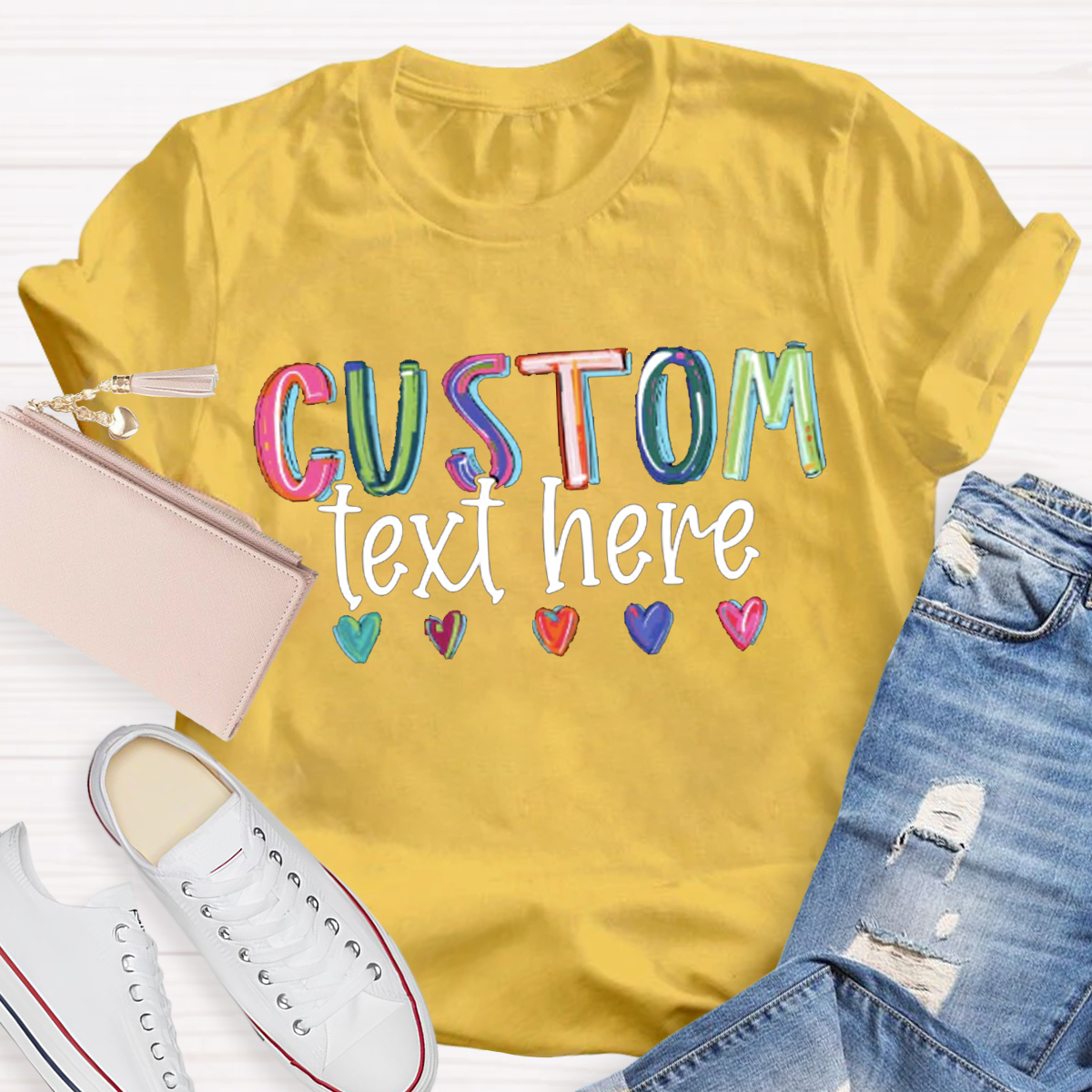 Personalized Your Text Colorful teacher T-shirt