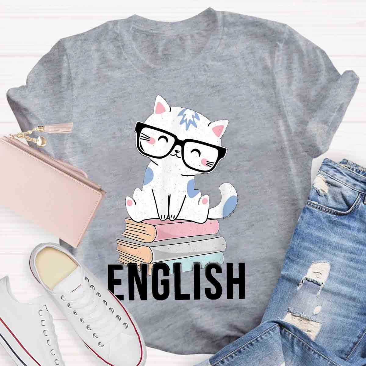 Cat Book English Teacher T-Shirt