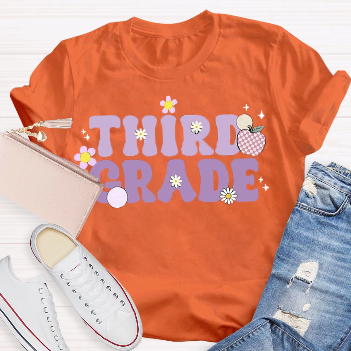 Personalized Grade Purple Apple T-Shirt