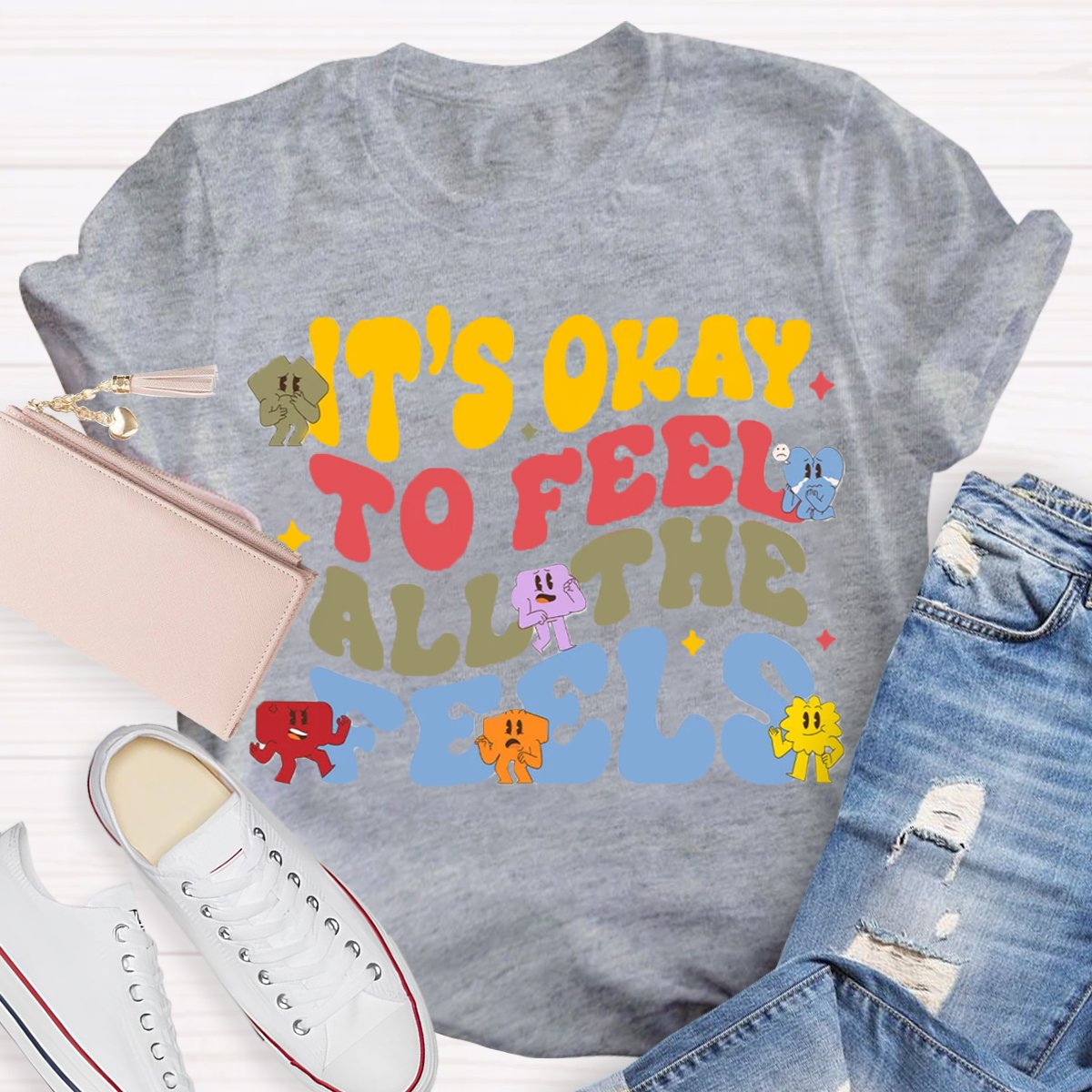 It's Okay To Feel All The Feels Mental Health Psychologist Shirt