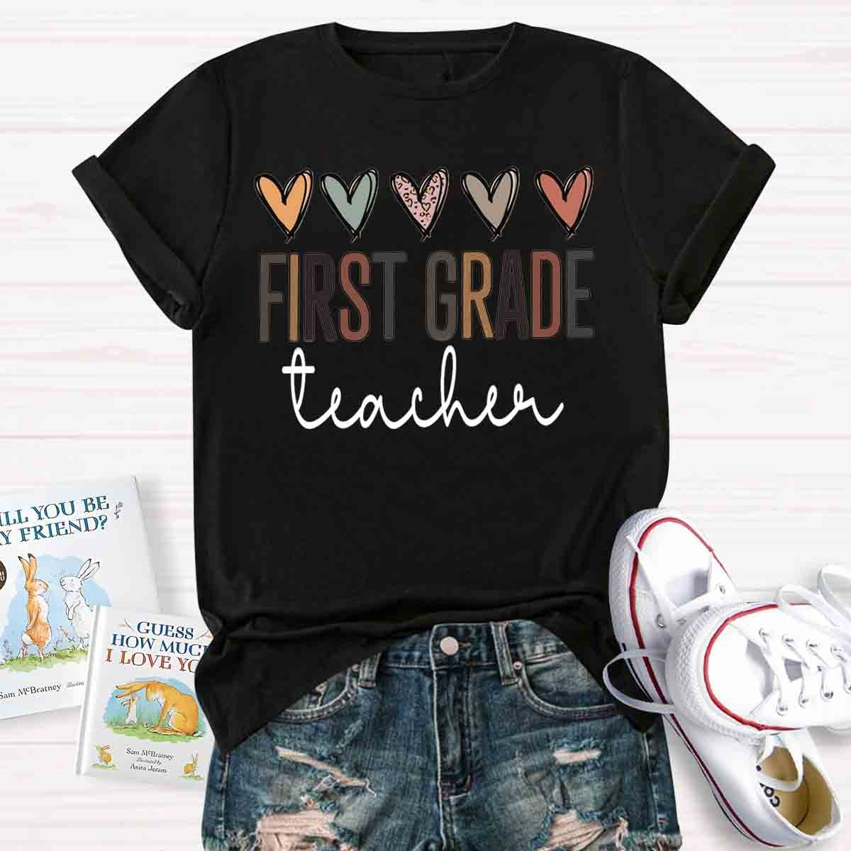 Personalized  Grade Heart Print T-Shirt