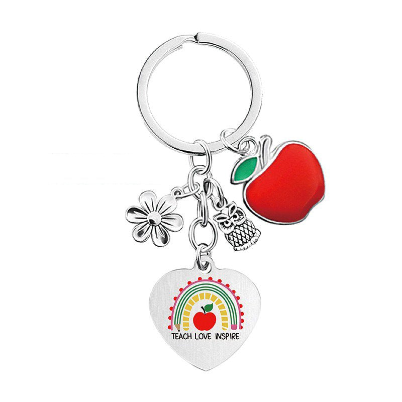 Heart Apple Metal Keychain