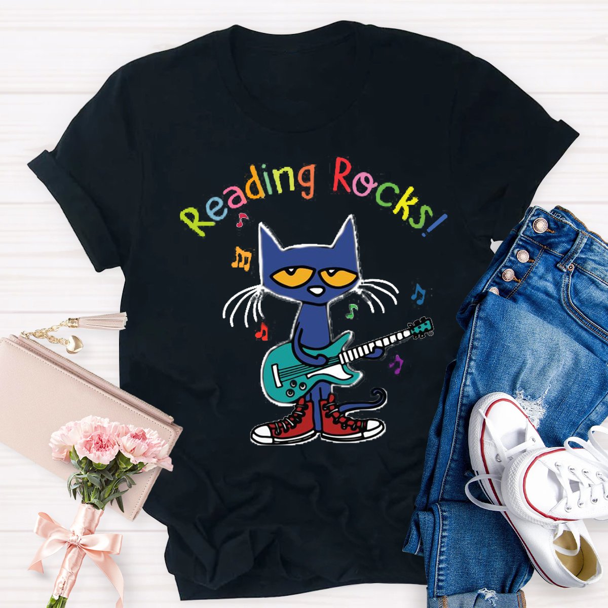 Reading Rocks Funny Cat T-Shirt