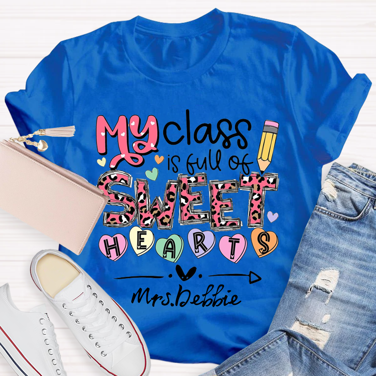 Personalized Name My Classroom Is Full Of Sweet Hearts T-Shirt