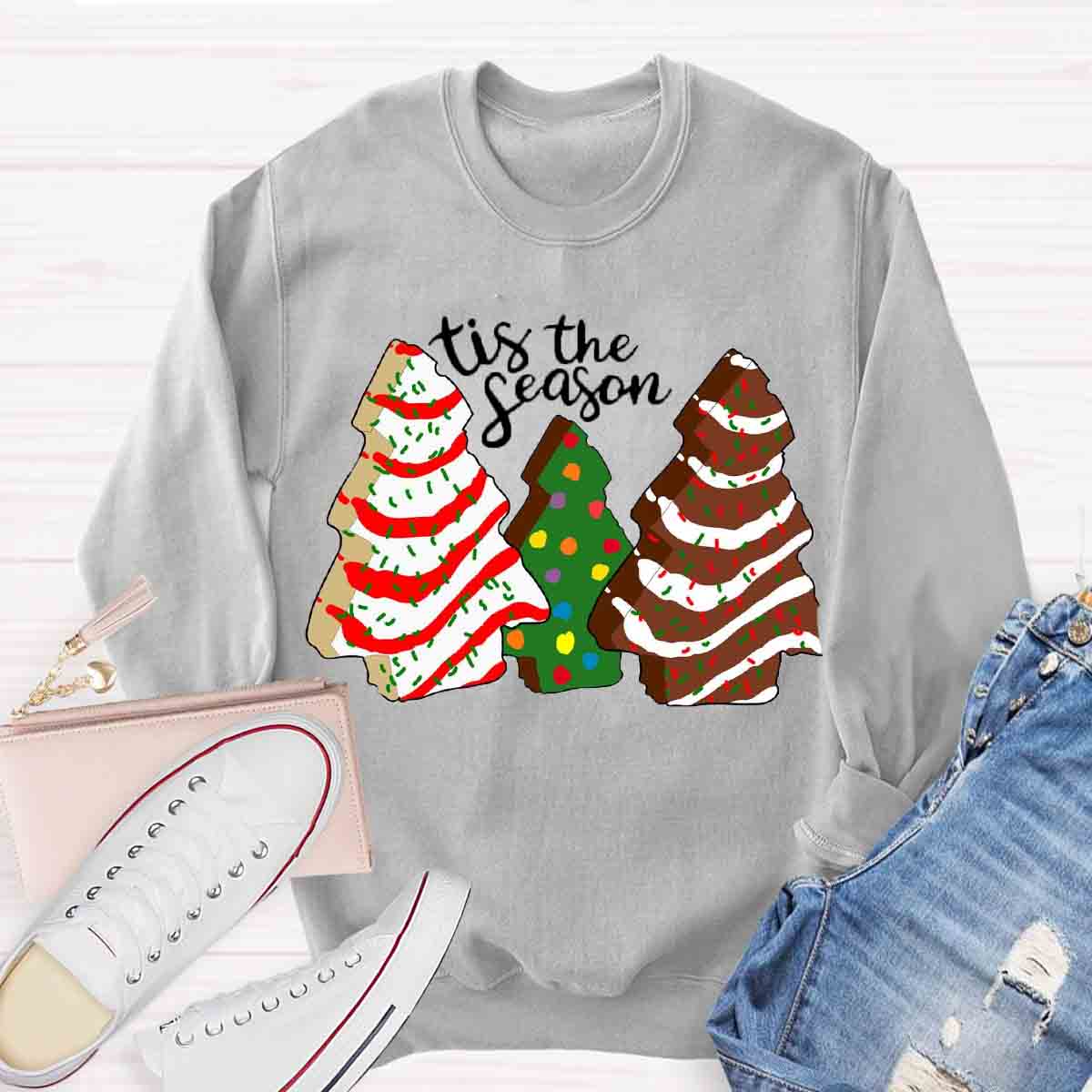 Tis the Season Christmas Tree Cakes Sweatshirt