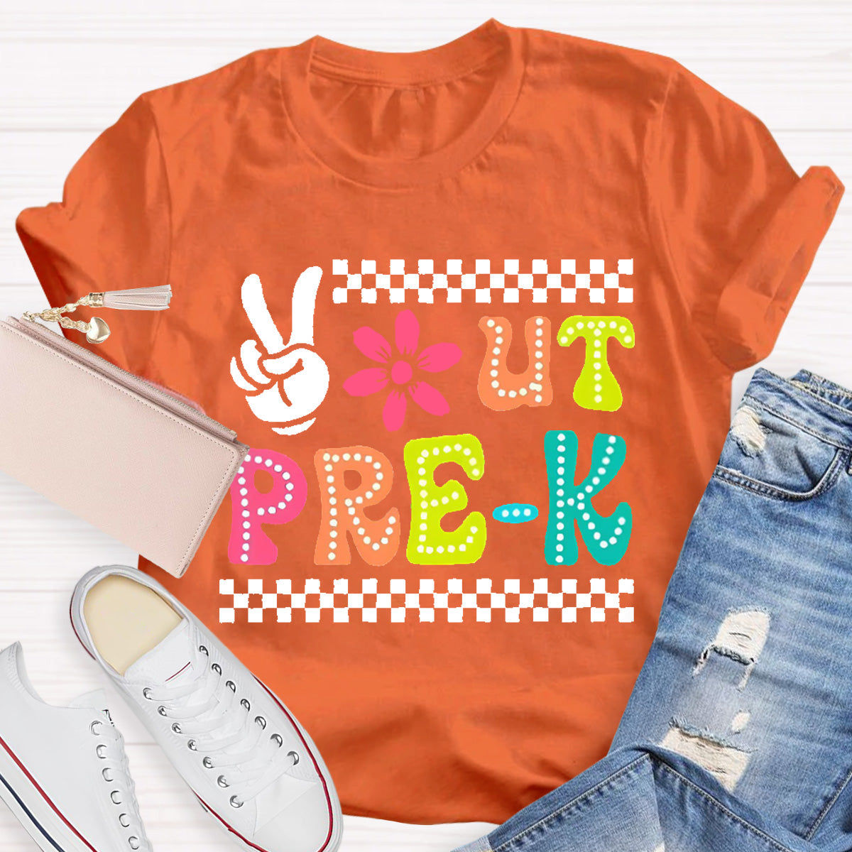 Personalized Grade Out Pre-k Smile Teacher T-Shirt