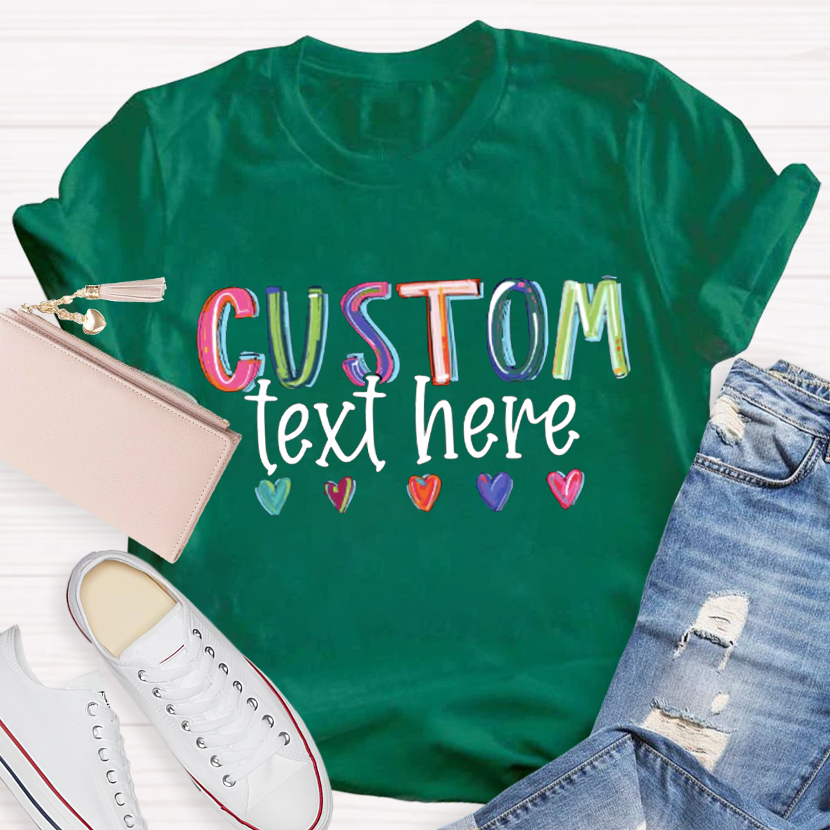 Personalized Your Text Colorful teacher T-shirt