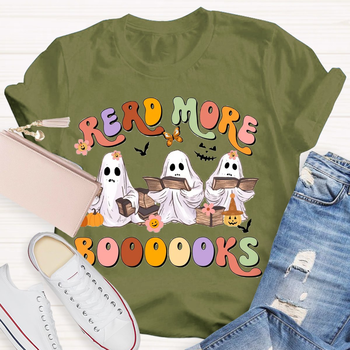 Halloween Read More Books Spooky Teacher Shirt