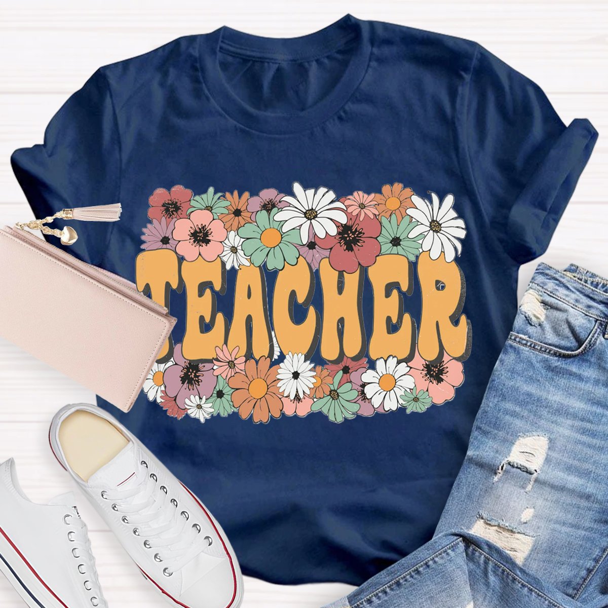 Cute Floral Trendy Teacher Shirt