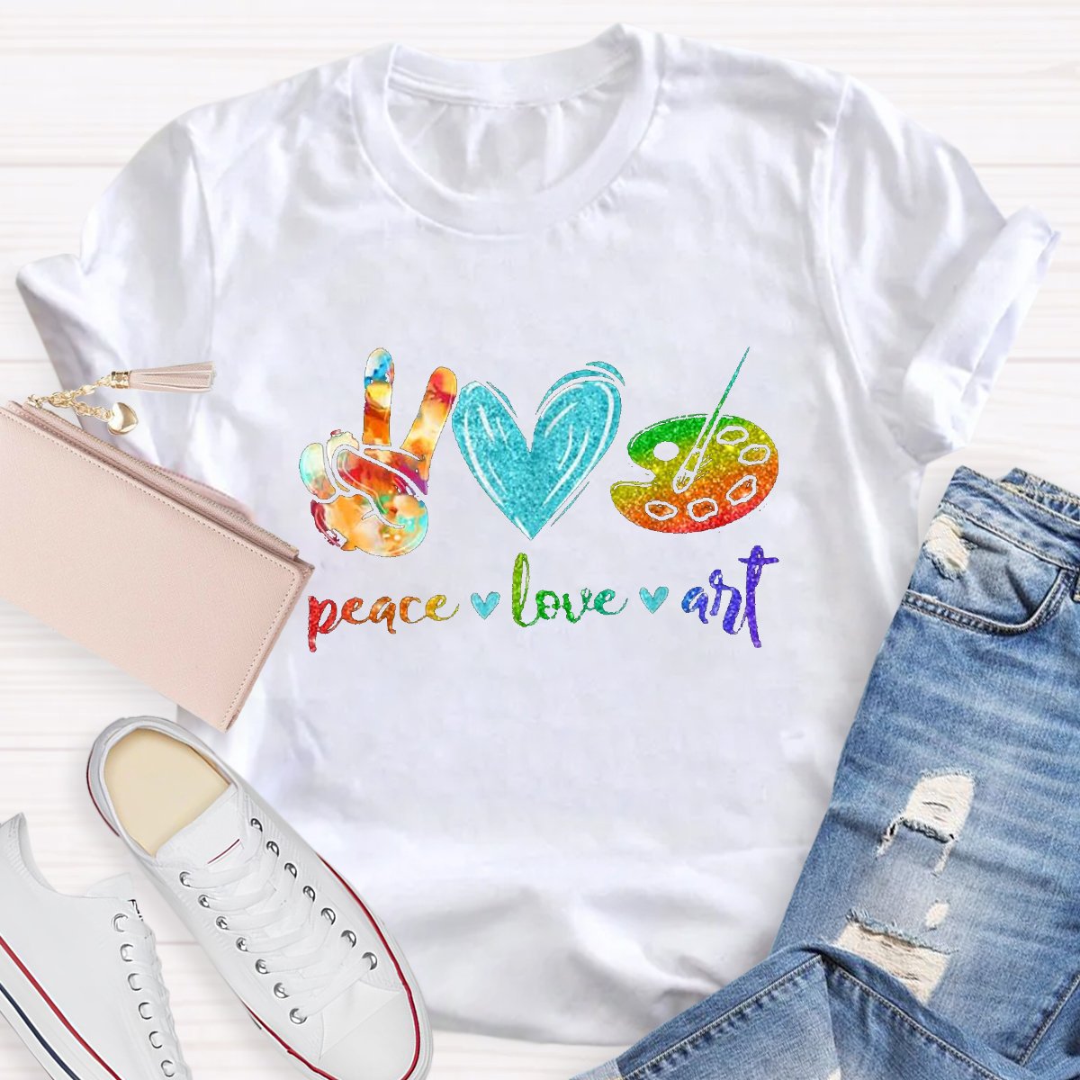 Peace Love Art Teacher T-shirt