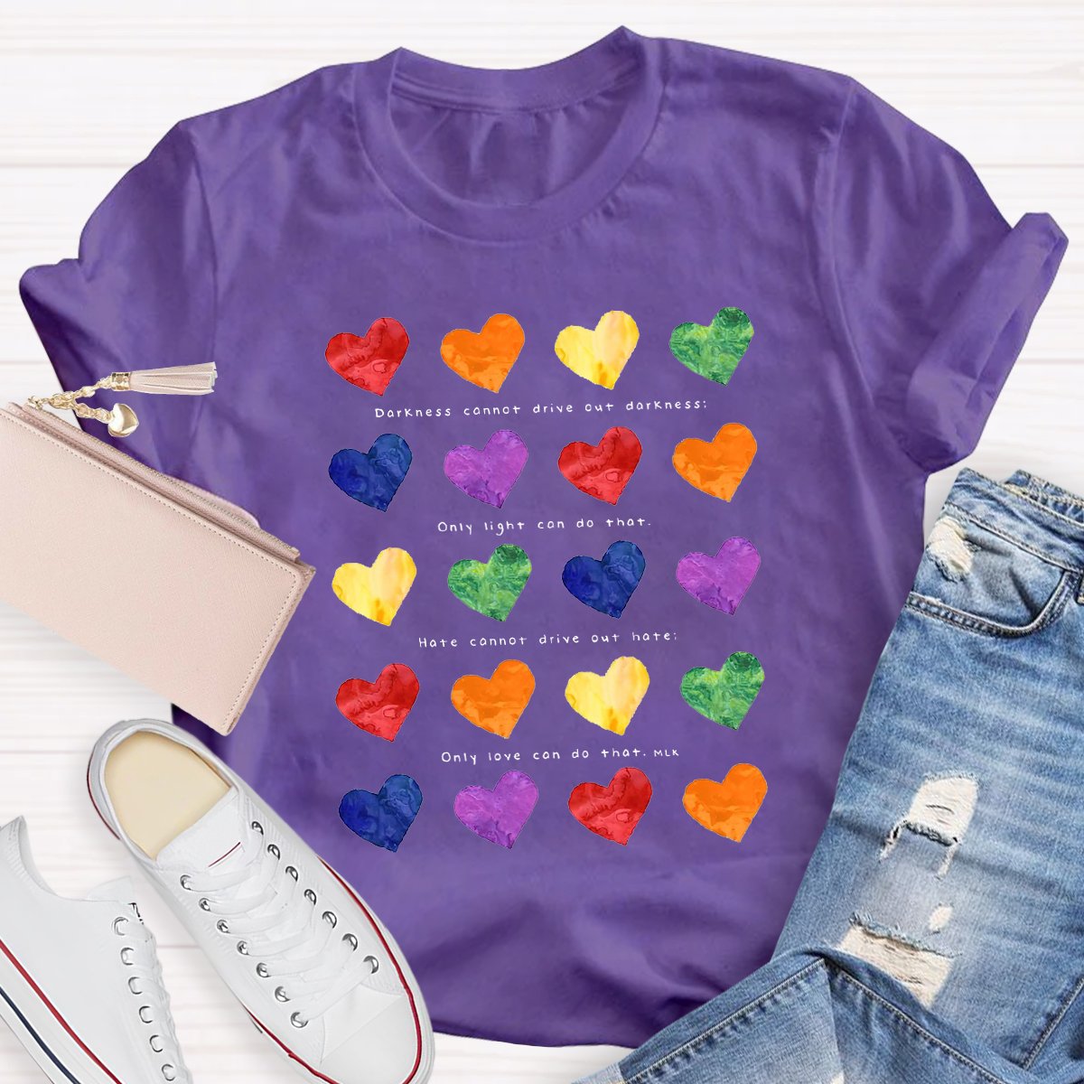 Colorful Hearts Teacher Shirt