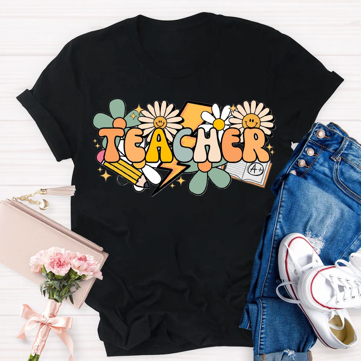 Teacher Sunflowers And Pencil  T-Shirt