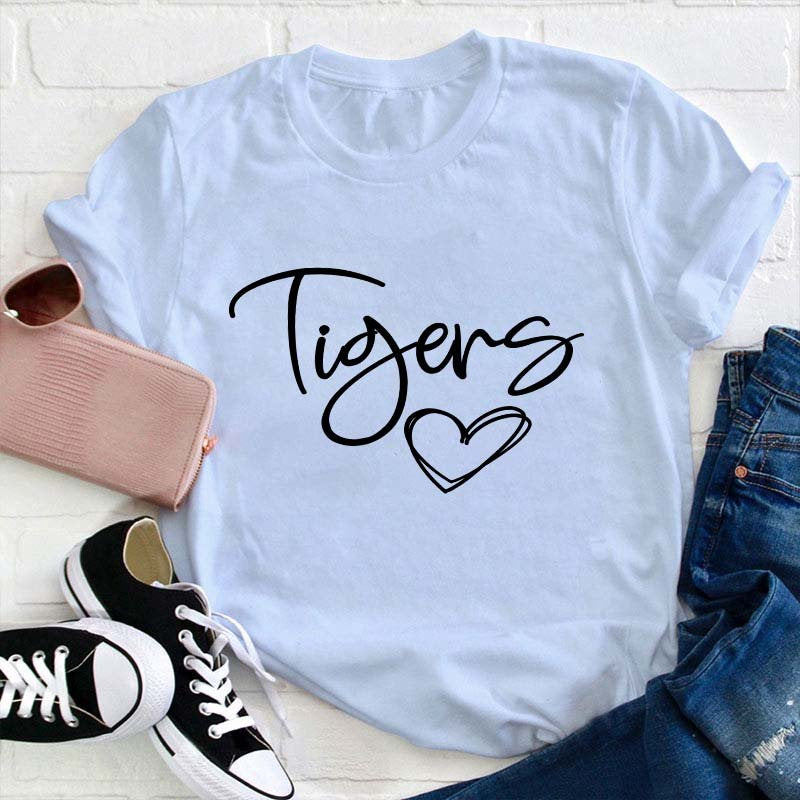 Personalized Name Mascot Heart Teacher T-Shirt