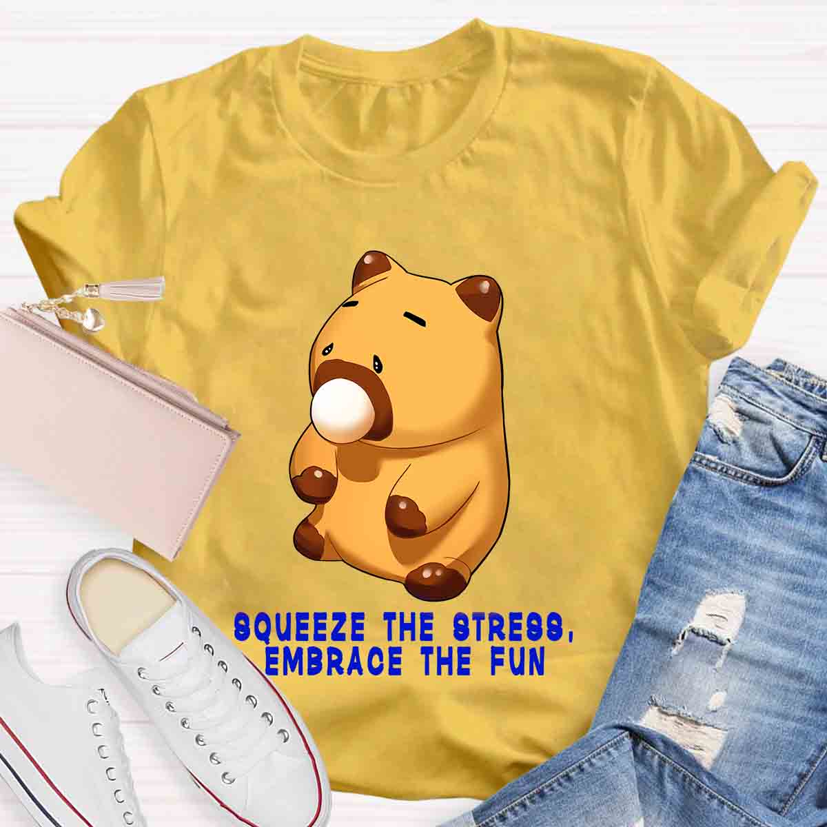 Squeeze The Stress, Embrace The Fun Capybara T-Shirt