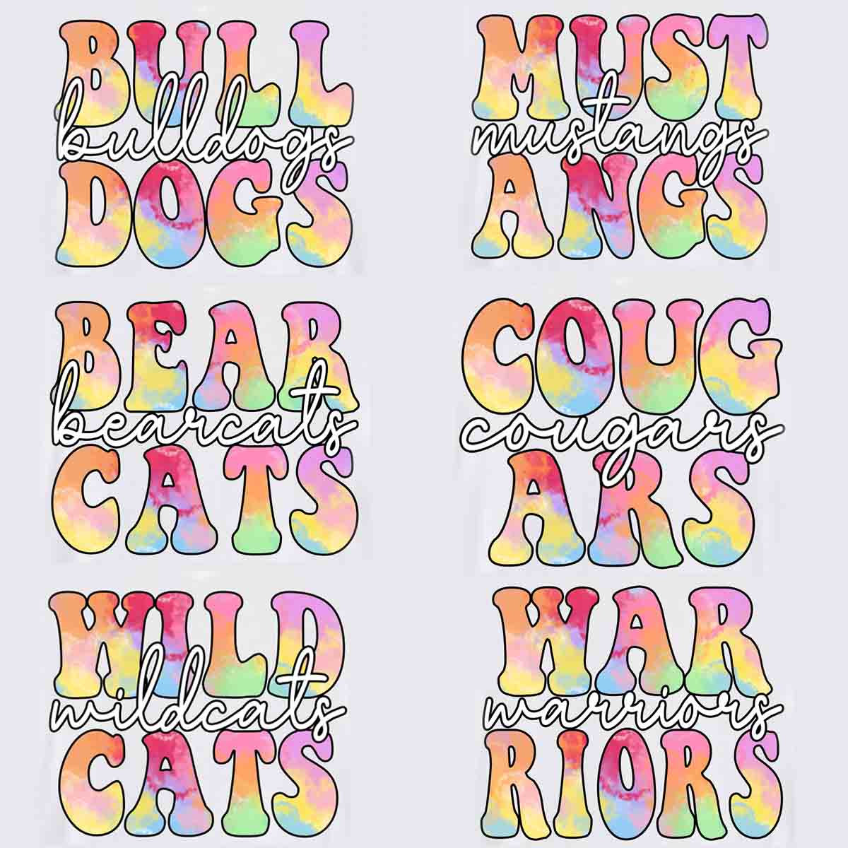Personalized Mascot Bulldogs Tie-Dye Print T-shirt