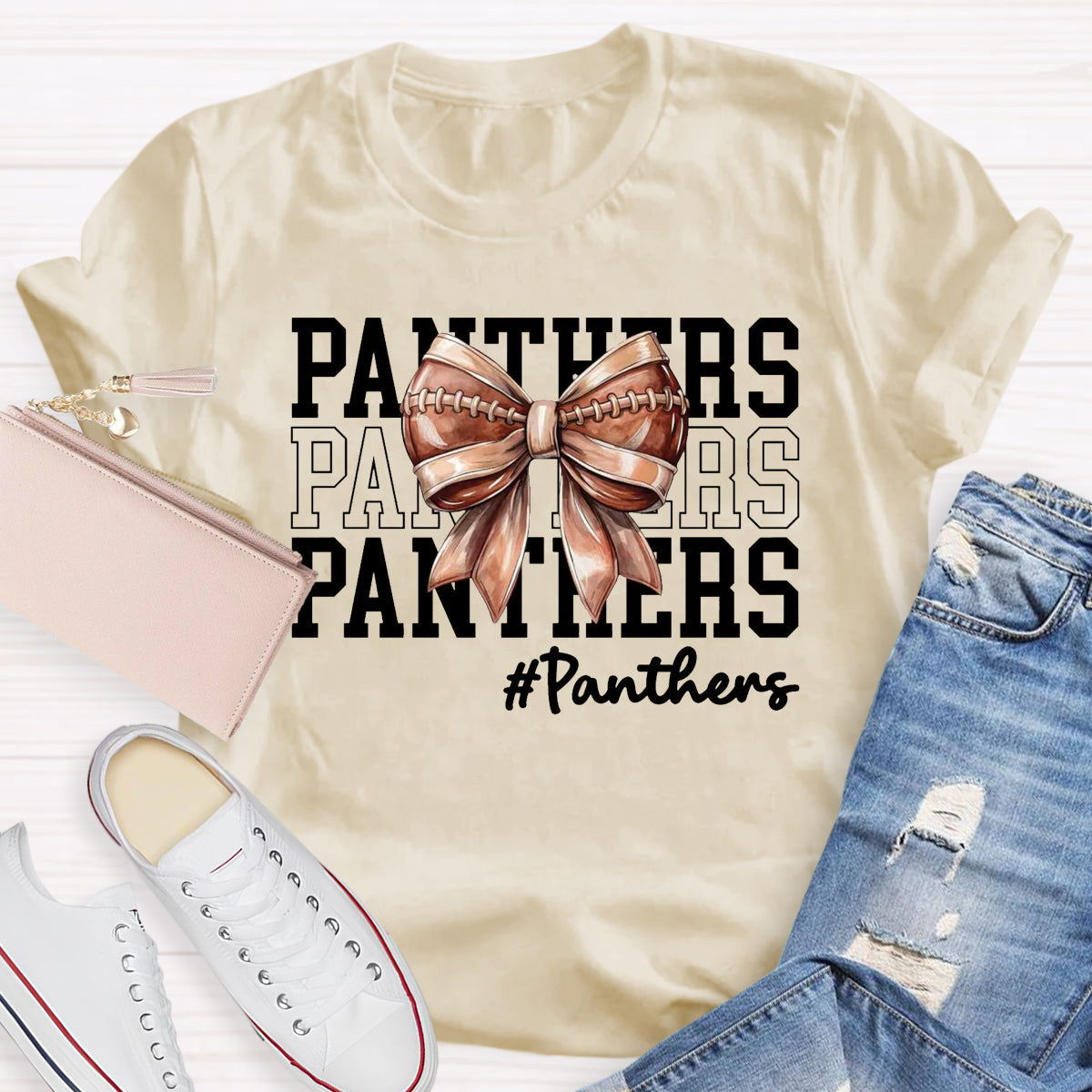 Cheer Mascot  Panthers Bow T-Shirt