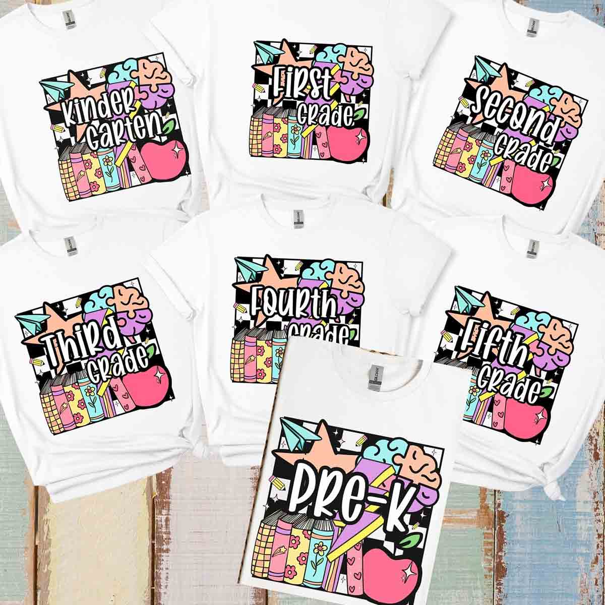 Personalized Grade Second Grade Colored Crayons Teacher T-shirt