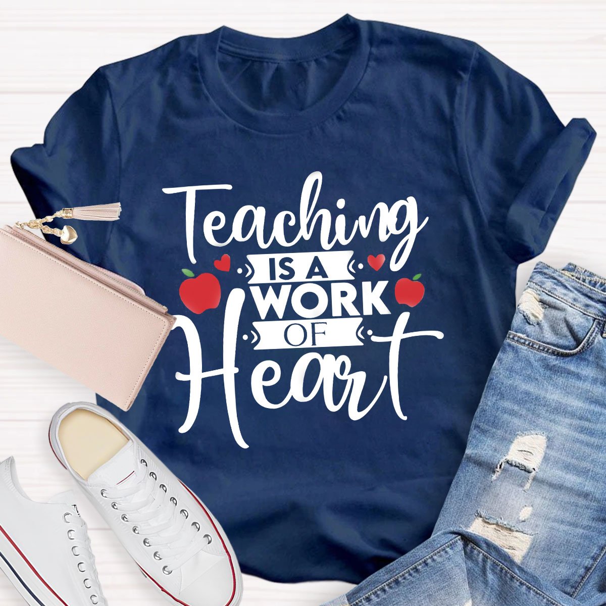 Teacher Art Teaching Is A Work Of Heart T-Shirt