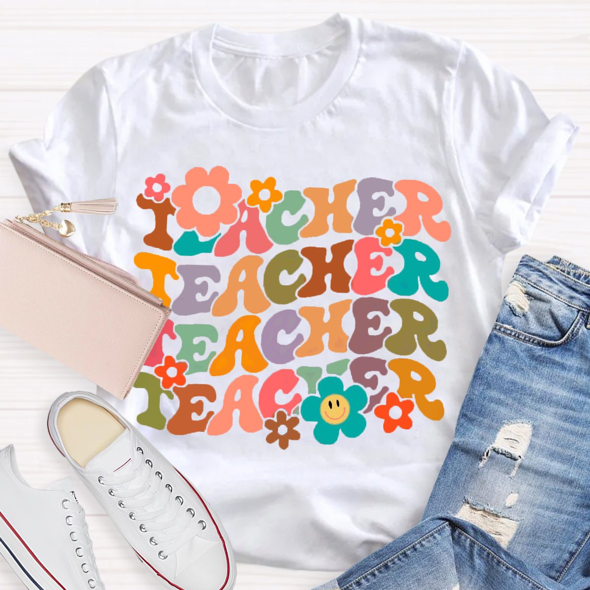 Floral Graphic Designs Teacher  T-Shirt