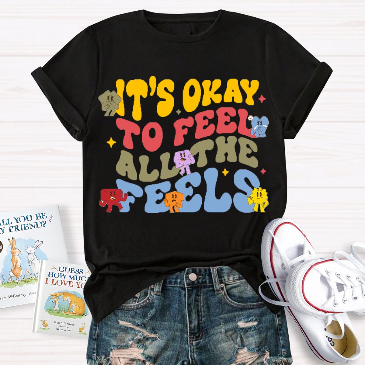 It's Okay To Feel All The Feels Mental Health Psychologist Shirt