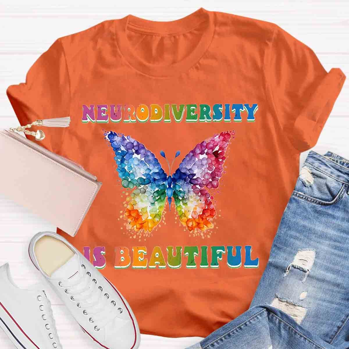 Neurodiversity is Beautiful Butterfly Design Special Ed Teacher T-Shirt