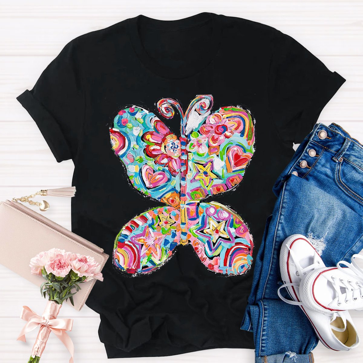 Color Butterfly Teacher Shirt