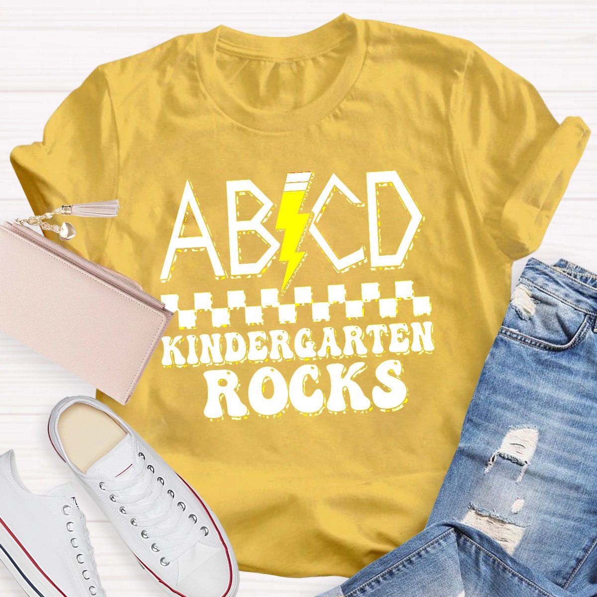 Abcd Kindergarten Rocks Teacher Shirt