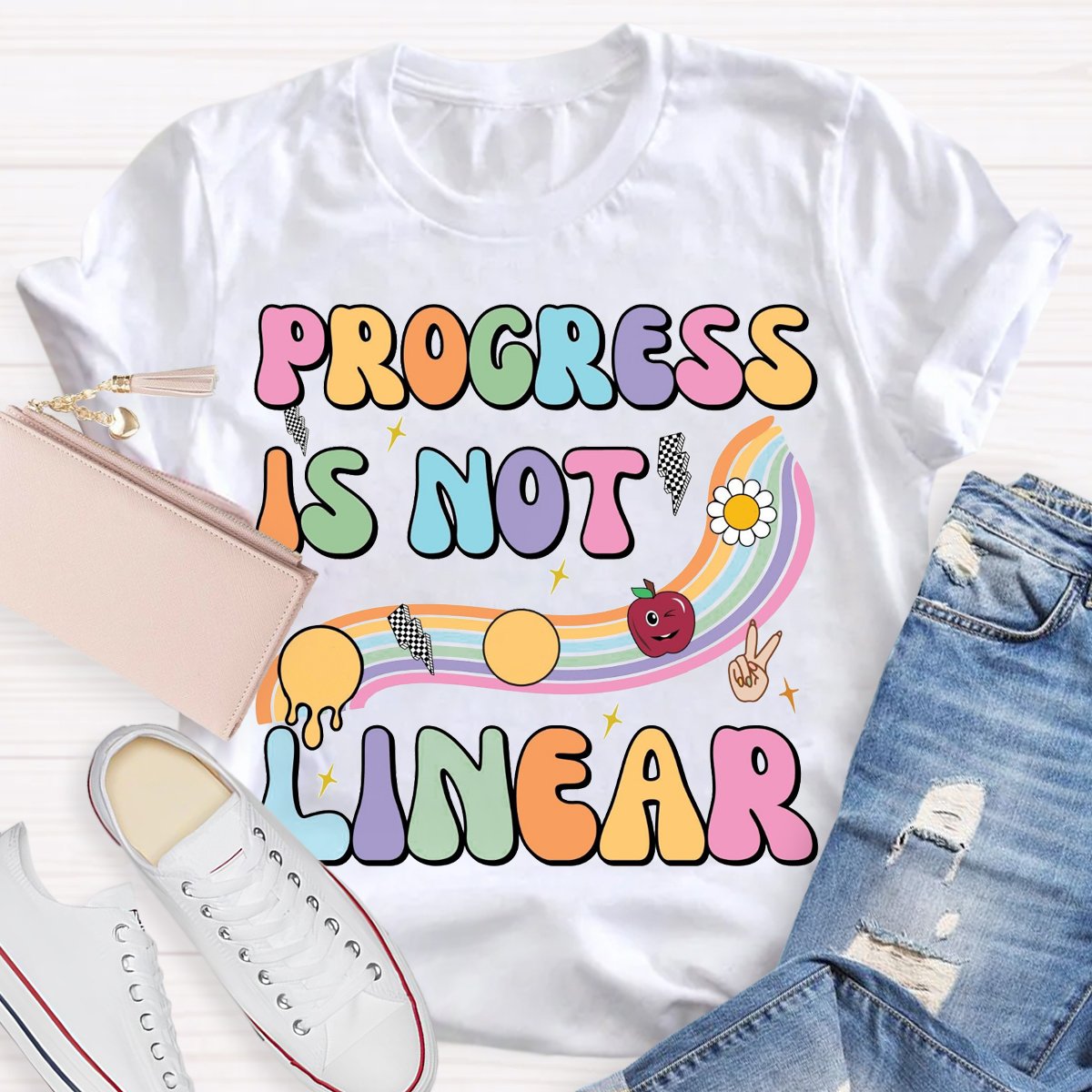 Progress Is Not Linear Teacher T-Shirt